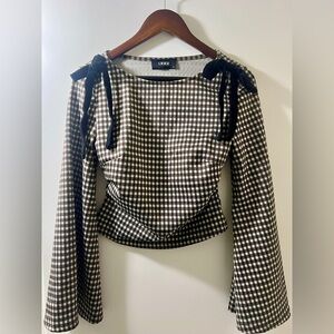 Cider Checkered Top in Brown and White